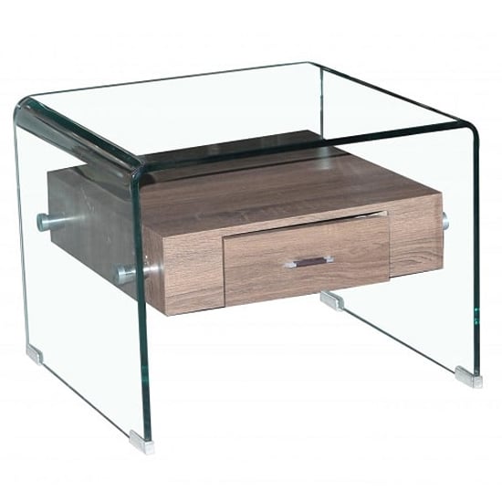 Product photograph of Afya Glass Lamp Table With 1 Drawer In Clear from Furniture in Fashion