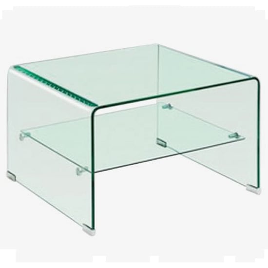 Product photograph of Afya Glass Lamp Table With Shelf In Clear from Furniture in Fashion
