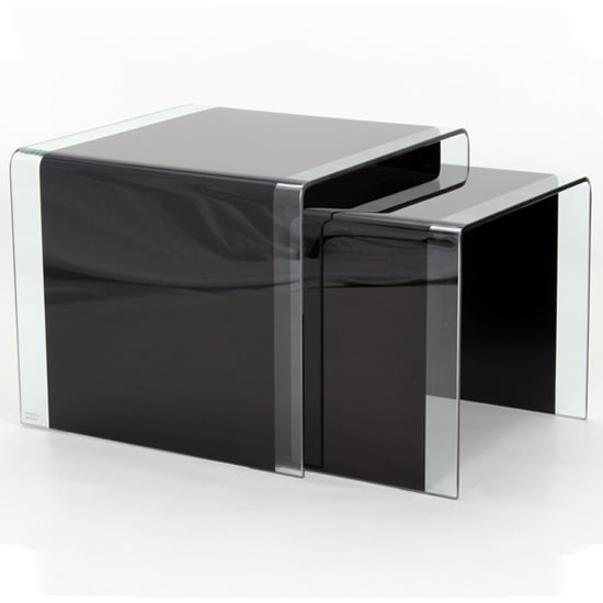 Afya Glass Nest Of 2 Tables In Black
