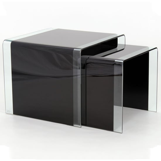 Product photograph of Afya Glass Nest Of 2 Tables In Black from Furniture in Fashion