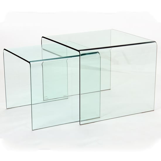 Product photograph of Afya Glass Nest Of 2 Tables In Clear from Furniture in Fashion