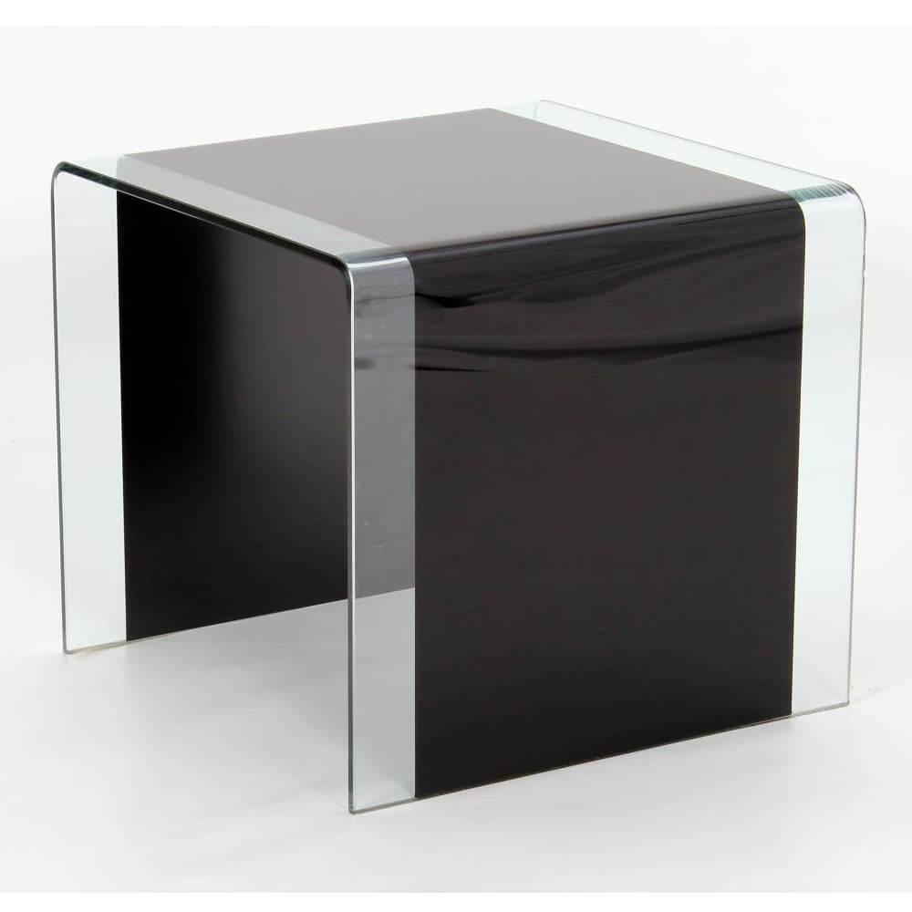 Afya Glass Square Lamp Table In Black And Clear