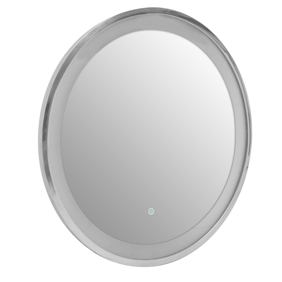 Agadir Round Illuminated Bathroom Mirror In Silver Frame