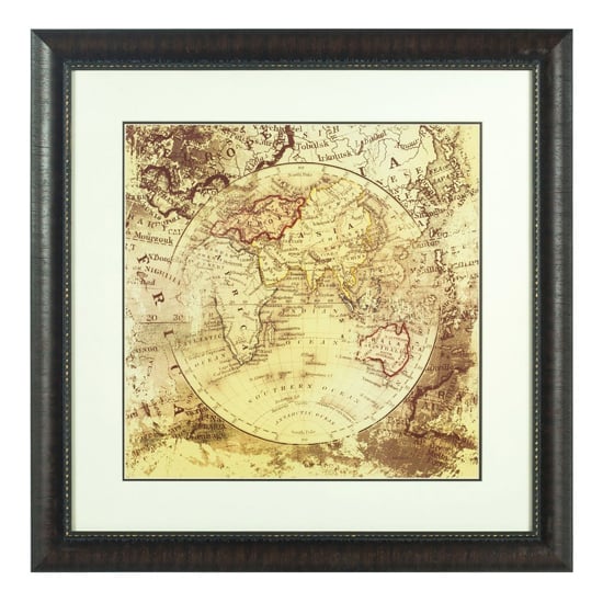 Agatiyo Framed Vintage Map Wall Art In Multi Coloured