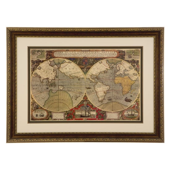 Product photograph of Agatiyo Framed World Map Wall Art In Multi Coloured from Furniture in Fashion