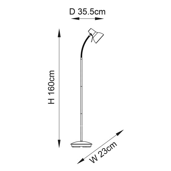 Agen Metal Task Floor Lamp In Matt Black