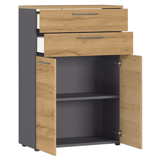 Agenda Filing Cabinet In Graphite And Grandson Oak With 2 Drawer_2