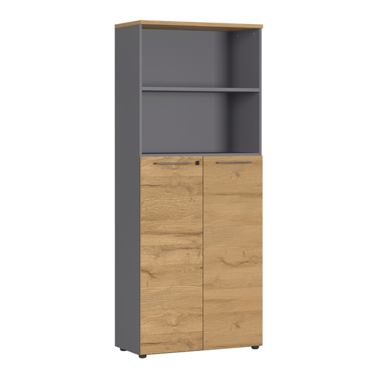 Agenda Storage Cabinet In Graphite And Grandson Oak