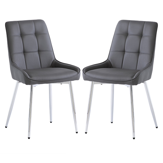 Read more about Aggie grey faux leather dining chairs in pair