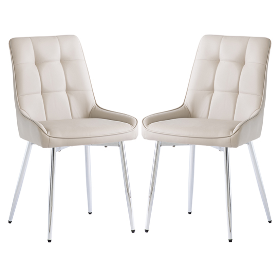 Aggie Stone Faux Leather Dining Chairs In Pair