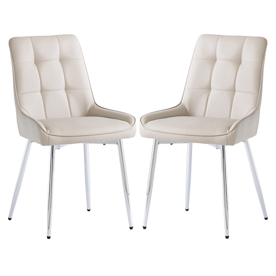 Read more about Aggie stone faux leather dining chairs in pair