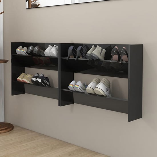 Agim High Gloss Shoe Storage Rack With 4 Shelves In Black_2