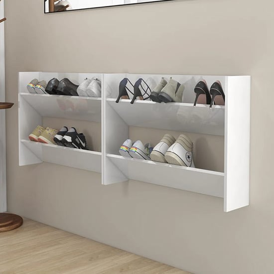 Agim High Gloss Shoe Storage Rack With 4 Shelves In White_2