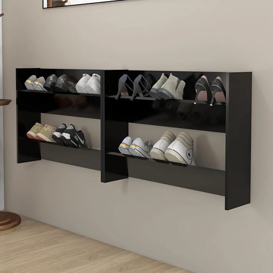 Agim Wooden Shoe Storage Rack With 4 Shelves In Black_2
