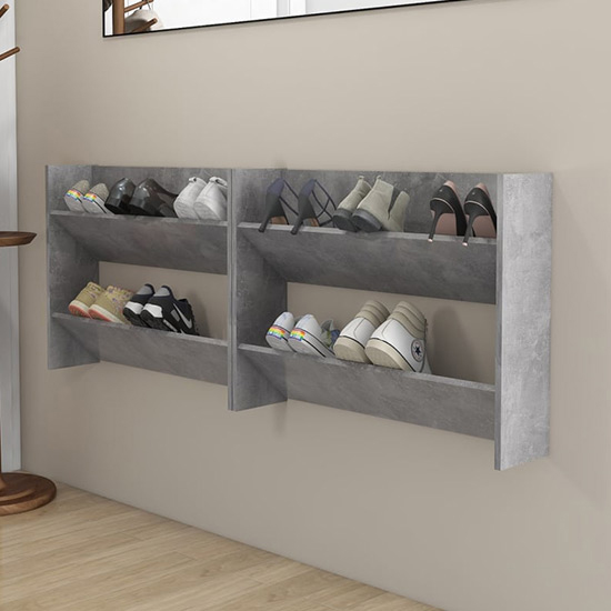 Agim Wooden Shoe Storage Rack With 4 Shelves In Concrete Effect