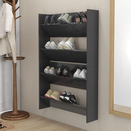 Agim Wooden Shoe Storage Rack With 4 Shelves In Grey_1