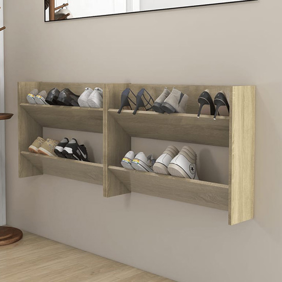 Agim Wooden Shoe Storage Rack With 4 Shelves In Sonoma Oak