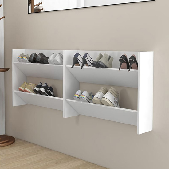Agim Wooden Shoe Storage Rack With 4 Shelves In White