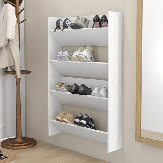 Agim Wooden Shoe Storage Rack With 4 Shelves In White