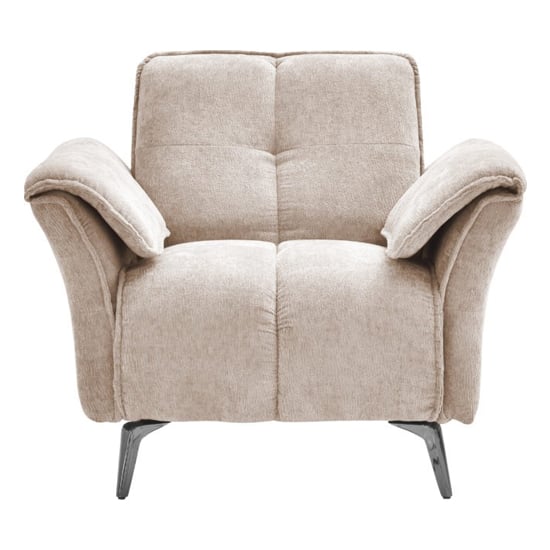 Agios Fabric 1 Seater Sofa In Champagne With Black Chromed Legs
