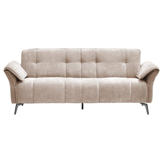 Product photograph of Agios Fabric 3 Seater Sofa In Champagne With Black Chromed Legs from Furniture in Fashion