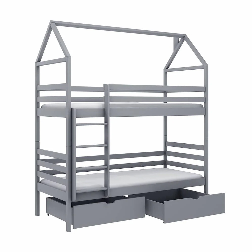 Read more about Agnano wooden bunk bed without mattress and storage in grey