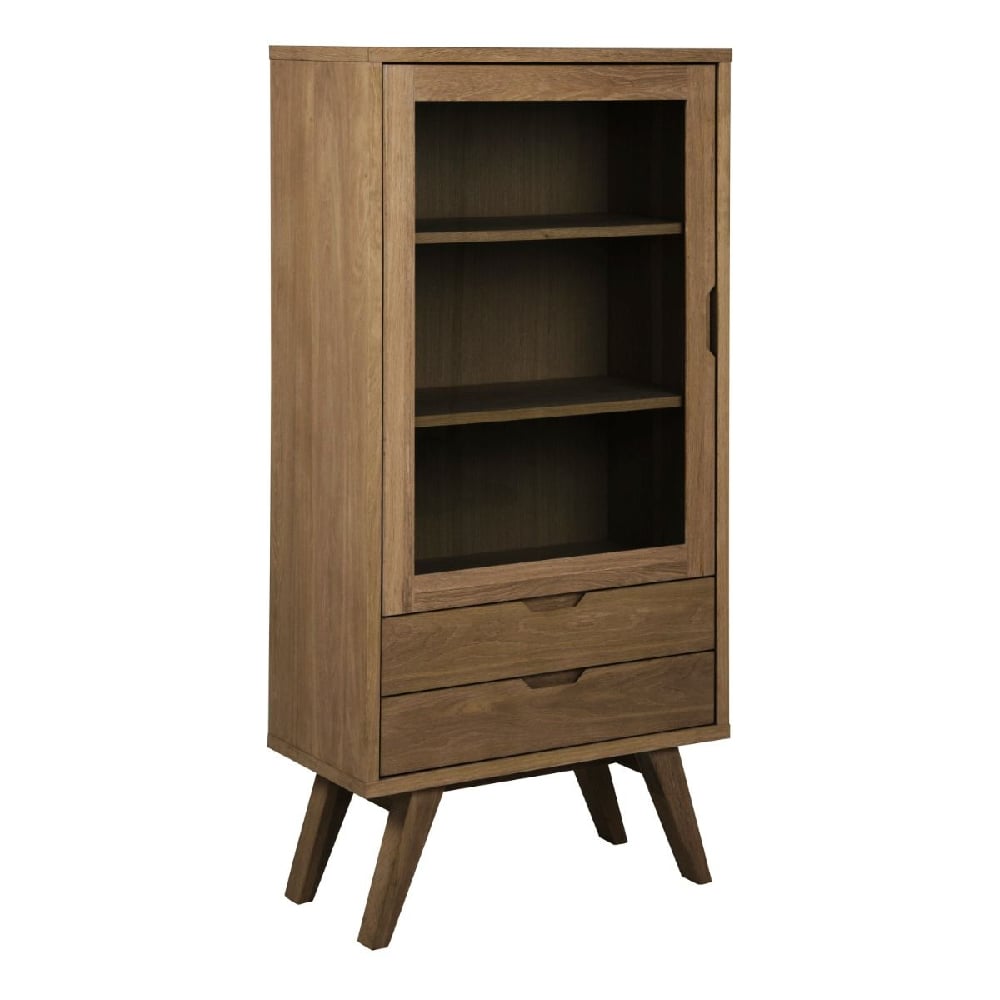 Read more about Agnano wooden display cabinet with 1 door 2 drawers in smoked oak