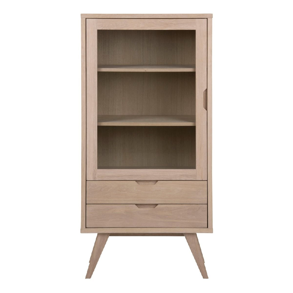 Agnano Wooden Display Cabinet With 1 Door 2 Drawers In White Oak