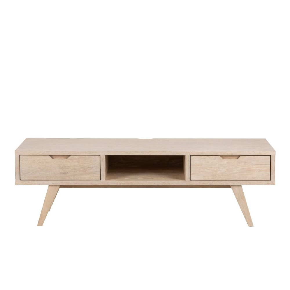 Agnano Wooden TV Stand With 2 Drawers In White Oak
