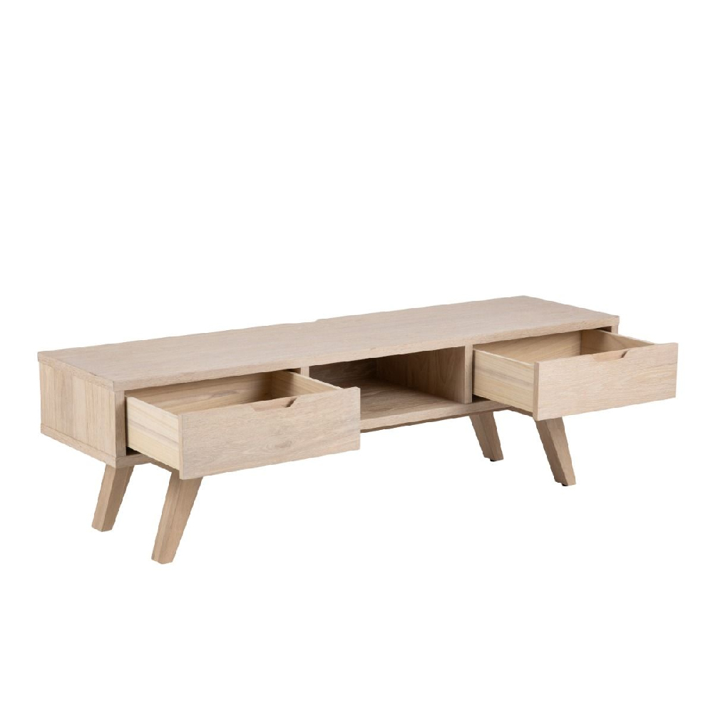 Agnano Wooden TV Stand With 2 Drawers In White Oak