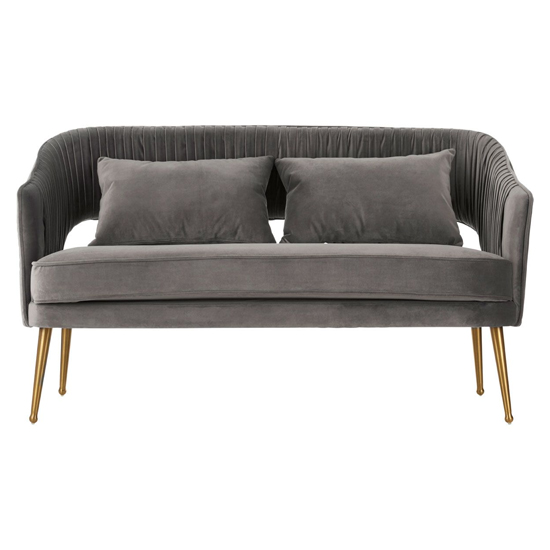 Agnetas Upholstered Velvet 2 Seater Sofa In Grey_2