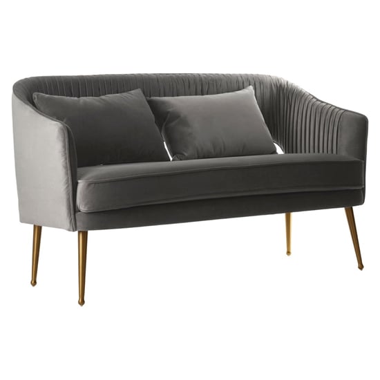 Agnetas Upholstered Velvet 2 Seater Sofa In Grey_1