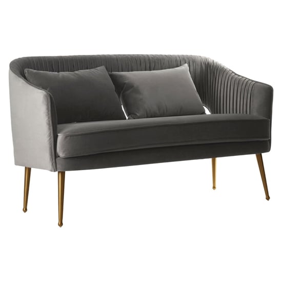 Product photograph of Agnetas Upholstered Velvet 2 Seater Sofa In Grey from Furniture in Fashion