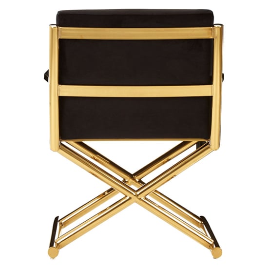 Agnetas Velvet Bedroom Chair In Black With Gold Frame_5