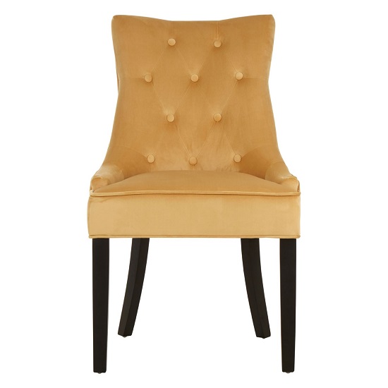 Agnew Velvet Dining Chair In Gold With Rubberwood Legs FiF