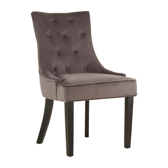 Agnewon Velvet Dining Chair In Grey With Rubberwood Legs