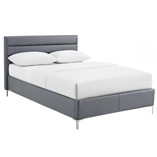 Read more about Agneza pu leather double bed in grey