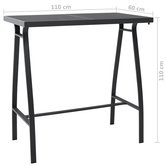 Agnon Tempered Glass 5 Piece Garden Bar Set In Black