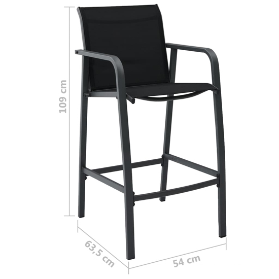 Agnon Tempered Glass 5 Piece Garden Bar Set In Black