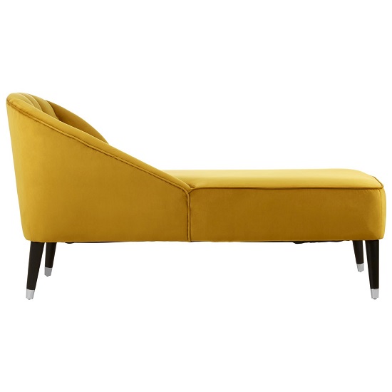 Agoro Velvet Upholstered Chaise Longue In Yellow Finish Furniture in