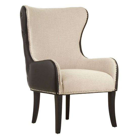 Agoront Natural Fabric Bedroom Chair With Black Leather Back