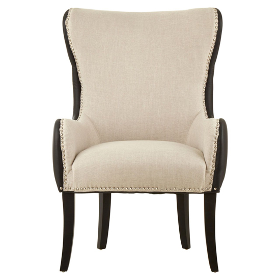 Agoront Natural Fabric Bedroom Chair With Black Leather Back