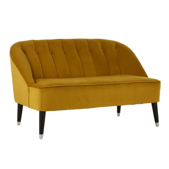Agoront Upholstered Velvet 2 Seater Sofa In Yellow