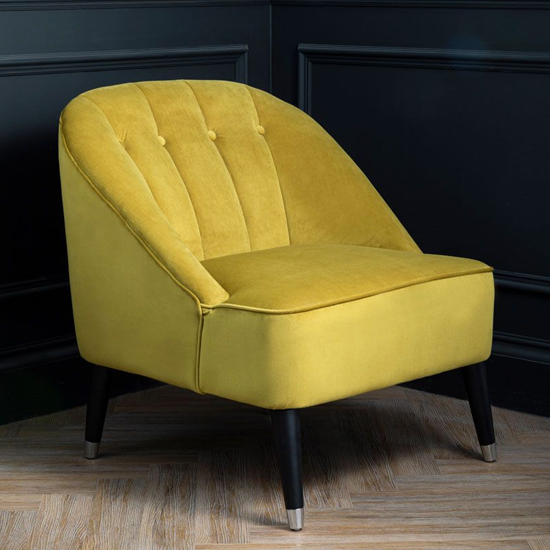 Agoront Upholstered Velvet Lounge Chair In Yellow_2