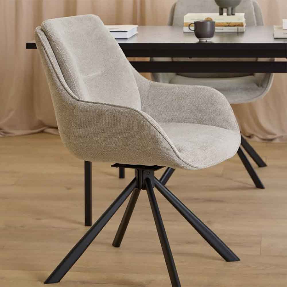 Agoura Black Wooden Dining Table With Chanute 4 Chairs In Sand