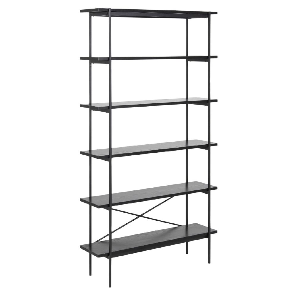 Agoura Wooden Bookcase With 5 Shelves In Black