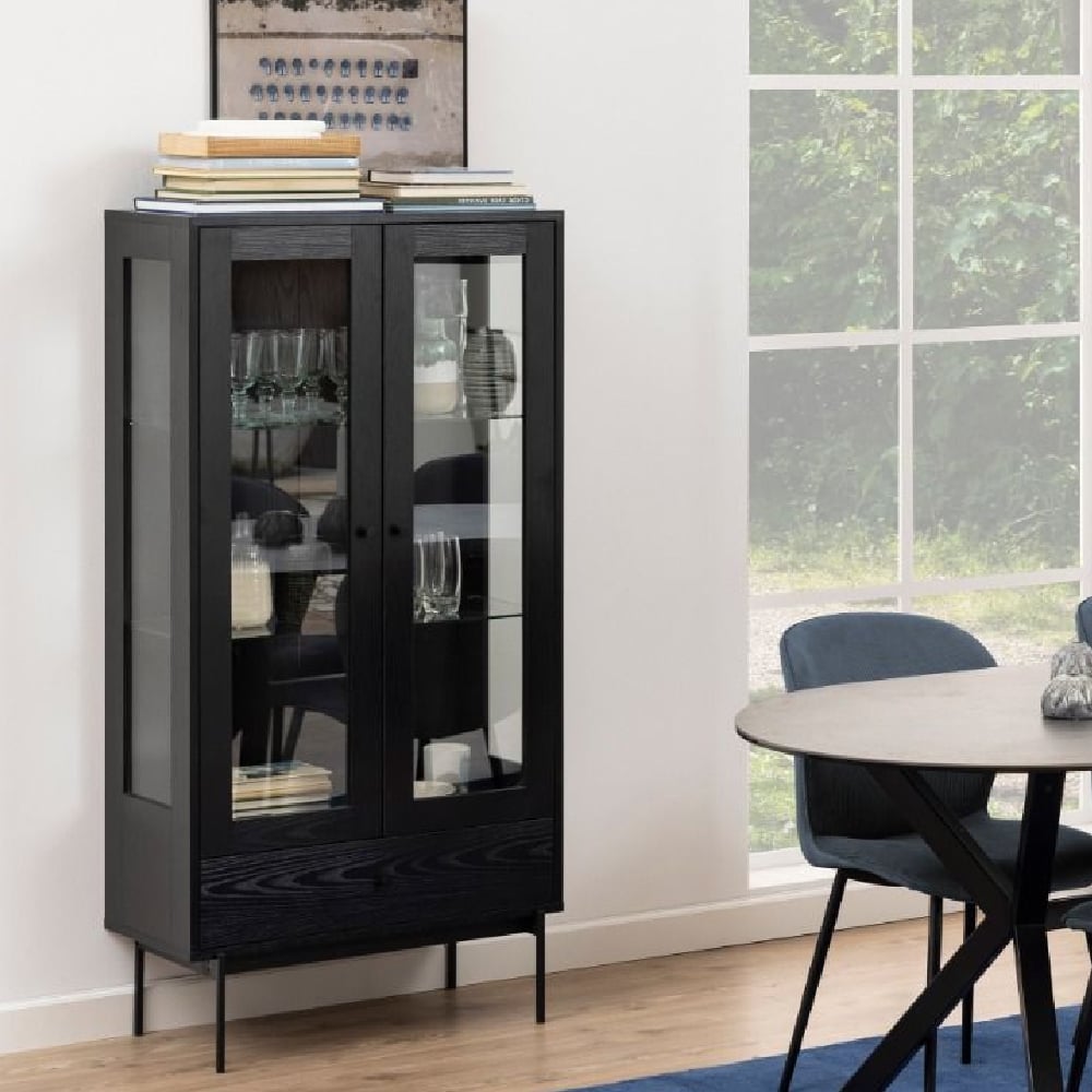 Read more about Agoura wooden display cabinet with 2 doors in black