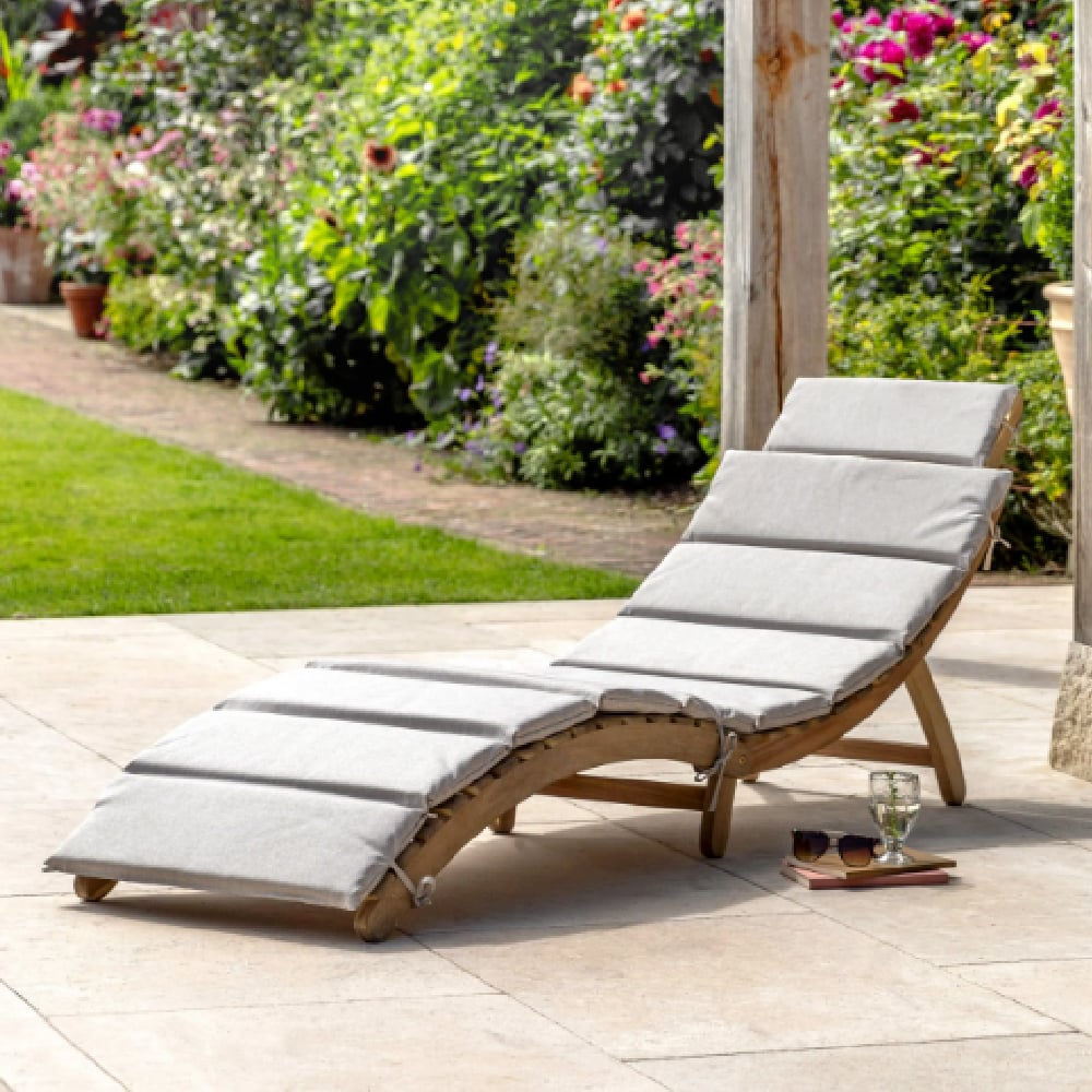 Agoura Outdoor Wooden Sun Lounger With Cushion In Natural