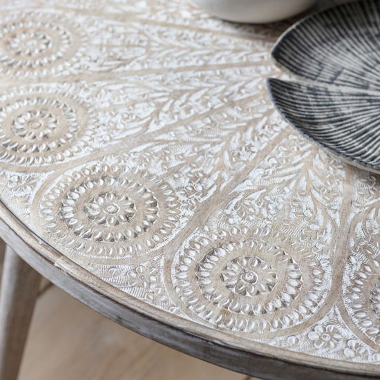 Agra Wooden Coffee Table In Natural White Furniture in Fashion