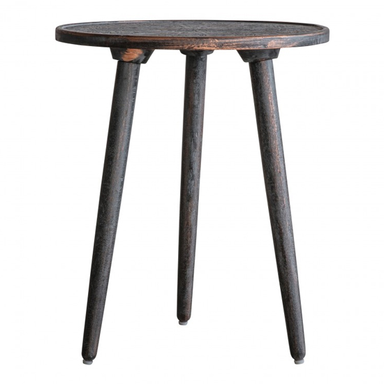 Agra Wooden Side Table In Grey Copper_3